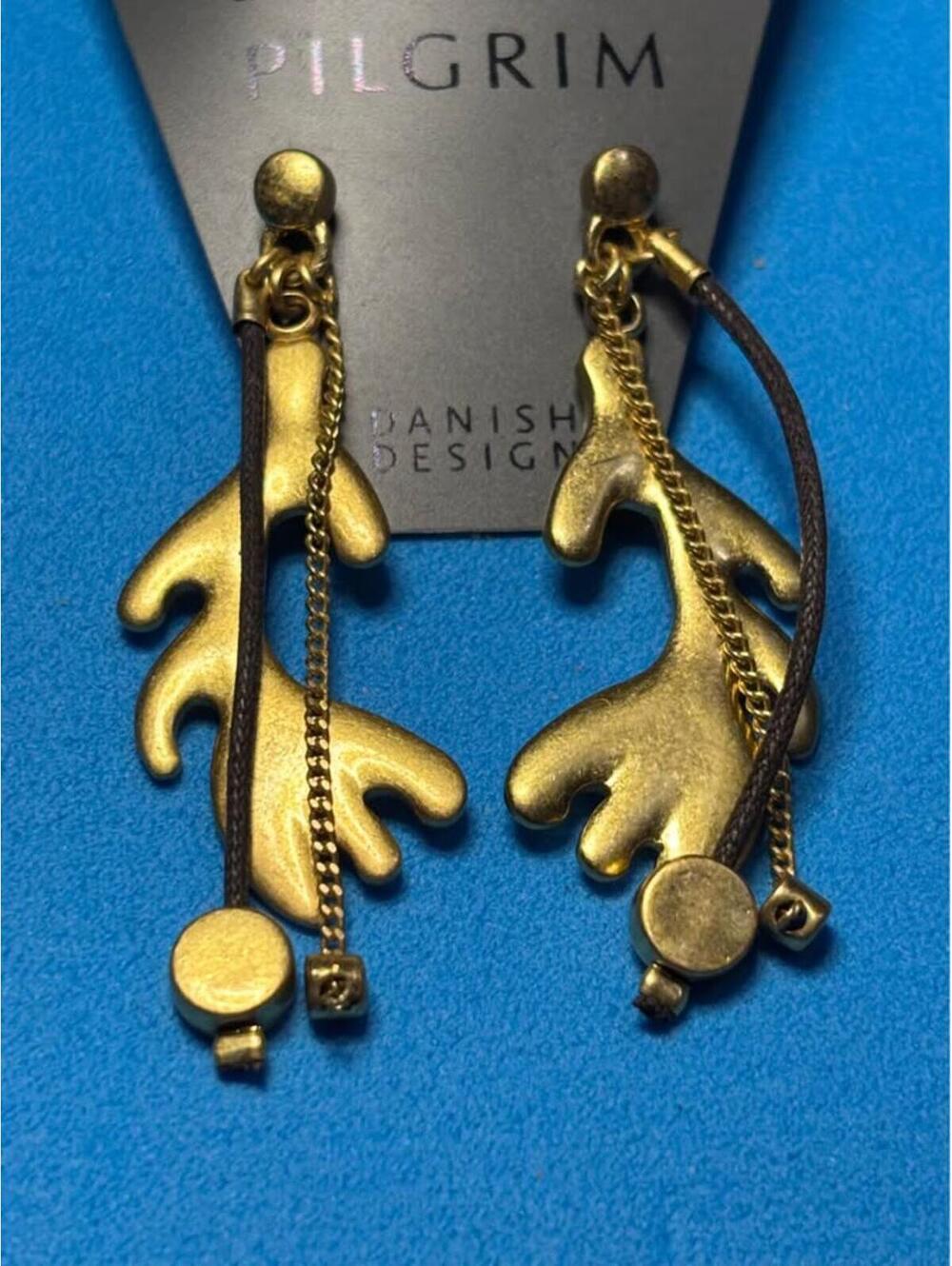 Pilgrim Danish Design Gold Antler Earrings